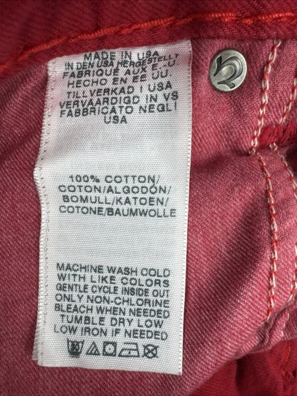 True Religion Red Jeans Mens 38x34 Ricky Relaxed Denim Thick Stitch SuperT Flap